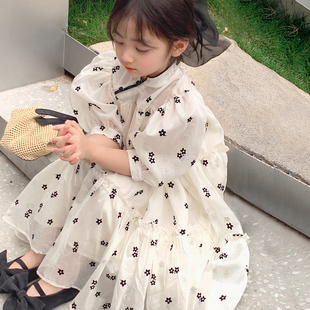 韩国童装女童短袖连衣裙夏装儿童宝宝夏季公主裙旗袍纱裙礼服裙子