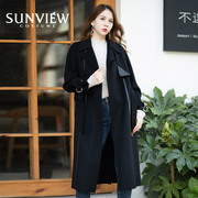 sunview尚约毛呢外套双面羊，毛呢大衣女，冬季中长款厚呢子外套