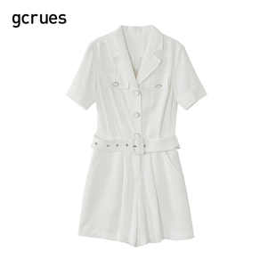 gcrues春装连体裤女小个子，2024年白色连体，短裤女休闲宽松裤子