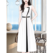 高级感质感礼服白色无袖连衣裙夏季2024女装气质职场OL长裙