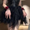 lolita洛丽塔暗黑系玫瑰花蕾丝手环女手腕套手链红色手袖结婚礼服