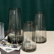 玻璃花瓶简约现代 创意简欧家居装饰美式仿真花假花花插色料花瓶