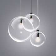 透明球形吊灯北欧创意餐厅，装饰设计饭桌吧台金色，泡泡玻璃圆球灯具