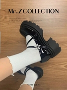 玛丽珍女鞋2024春秋法式厚底高跟单鞋子白色英伦风黑色小皮鞋