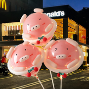 网红发光猪猪波波球儿童卡通动物小鸡小兔子气球装饰夜市摆摊