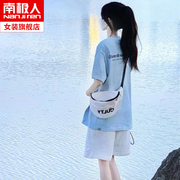 洋气时尚运动套装女夏季短袖短裤宽松显瘦韩版学生休闲两件套跑步