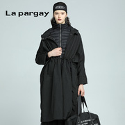 Lapargay纳帕佳女装秋冬季黑白色中长款羽绒服大衣外套