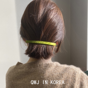 韩国进口france金标青提绿色，咖啡色豹纹细长弹簧夹发夹后夹边夹