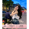 jmshop辣妹玩家做旧牛仔裙百褶裙，女防走光a字高腰显瘦半身裙