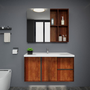 法蒽莎橡木浴室柜，组合新中式简约乌金木梳洗柜，陶瓷洗手盆卫浴柜