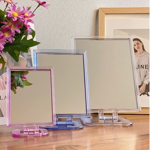 韩国进口化妆镜大小桌面台式立镜梳妆镜折叠便携宿舍方形公主镜子