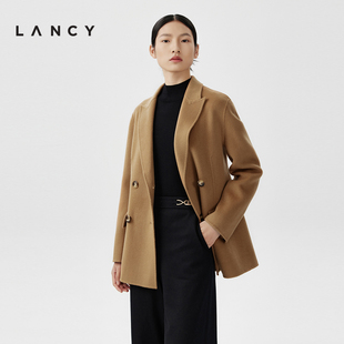lancy朗姿春季羊毛西装，短外套高端双面，呢法式短款大衣女