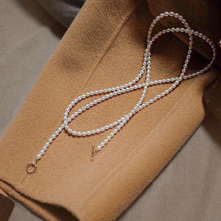 珍珠链项链毛衣天然女长款小众复古设计法式淡水感颈链14k注金ot