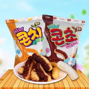 韩国进口crown克丽安巧克力味膨化条，66g袋装香甜脆条休闲小零食品