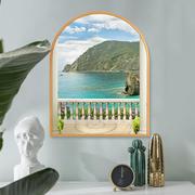 地中海风景拱门形装饰画法式轻奢客厅卧室电表箱遮m挡挂画拱形挂