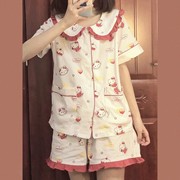 可爱hellokitty夏季睡衣女短袖，日系卡通凯蒂猫学生家居服套装