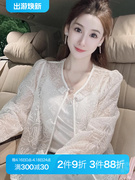新中式白色蕾丝防晒衬衫，外套女夏季国风刺绣上衣，气质高端薄款开衫