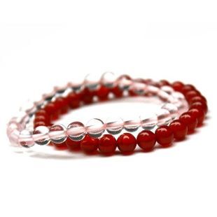  亲宝水晶 天然红玛瑙手链  冰粉级粉晶手链 特价优惠19元 6MM限量