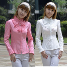 Lantier专柜正品2012春装新款淑女阿依莲风立领百搭长袖衬衣衬衫