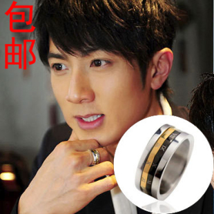 包邮 吴尊同款 男士戒指 复古 罗马字母可转动转