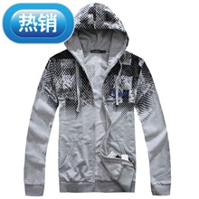2012春装新款美特斯邦威休闲外套男士渐变色修身连帽卫衣男青少年