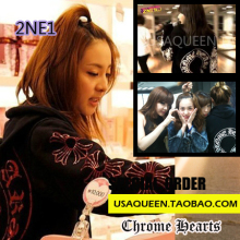 美国代购-Chrome Hearts韩国2NE1克罗心十字架黑色连帽<span class=H>卫衣</span>*小票
