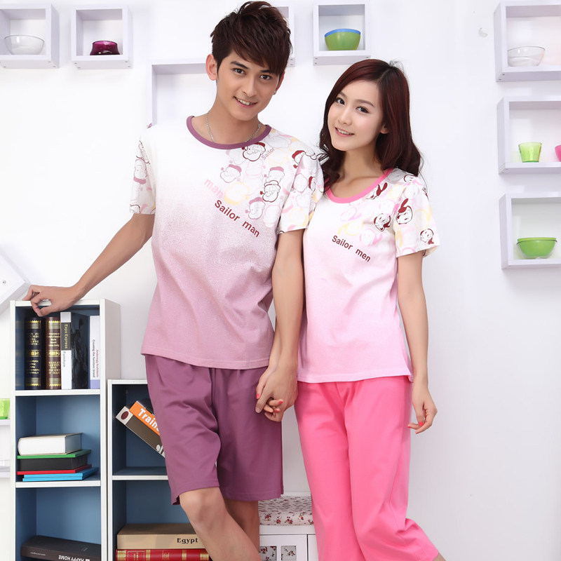 春秋夏季情侣<span class=H>睡</span>衣女夏纯棉短袖家居服大力水手卡通<span class=H>睡</span>衣可爱<span class=H>睡</span>衣男