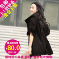 2012春秋款 女装韩版OL黑色大码双排扣翻领中袖风衣外套 清仓包邮