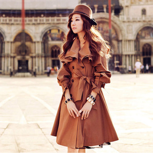  秋装新款风衣新品时尚韩版休闲翻领长袖外套修身女装