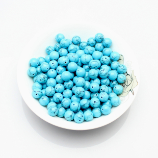  昌达 蓝色绿松石散珠散装加色绿松石圆珠DIY绿松石散粒子水晶散珠