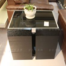 顾家工艺家居 高档钢化玻璃角几 铝合金拉丝电话几KUKA701B