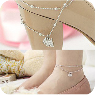  满35包邮 OA0009 韩国饰品 淑女可爱镶钻小狗多层脚链5g