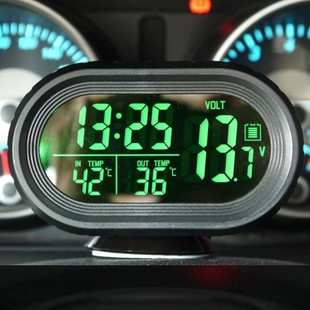 汽车电子钟车用温度计电压计数字，显电子表车载多功能，时钟表夜光