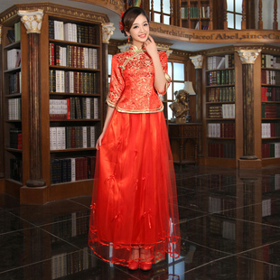  新款 结婚旗袍礼服红色复古改良旗袍裙QT1213-1