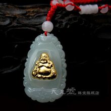 ◆天然翡翠A货千足金◆金镶玉佛158元 送检测证书 玉器绳