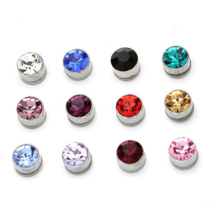  韩国饰品 潮男无耳洞 单只单个耳钉 水晶吸铁磁假耳钉 一对价