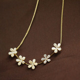 taobao english Opal flower necklace female South Korean short paragraph clavicle chain jewelry jewelry birthday gift F3103