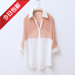 Spring/summer 2012 new style women's fashion Korean lapel batwing coat seven-sleeve chiffon blouse shirt WC1092