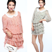 2012夏装新款 正品专卖 纤姿锦12C096 碎花 雪纺 连衣裙