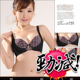 店庆■【丹蒂雯】3/4加厚款 蕾丝格纹胸罩 集中托胸型文胸 WX046