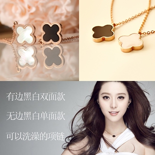  包邮！！ 四叶草项链 玫瑰金项链 锁骨链 彩金项链 生日礼物 女
