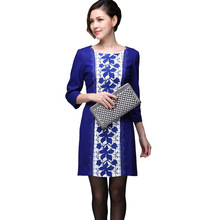 [Z11DQC185BC]2011女装ZIMMUR秋冬款门襟绣花蕾丝拼贴修身连衣裙