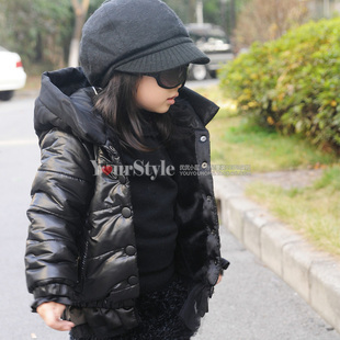  冬装新款女童装儿童宝宝棉袄厚外套反季 连帽棉衣滑雪衫棉服