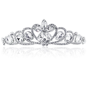  [千色新娘]花开伊人 韩式水晶公主头饰花朵皇冠 白色水钻结婚头饰