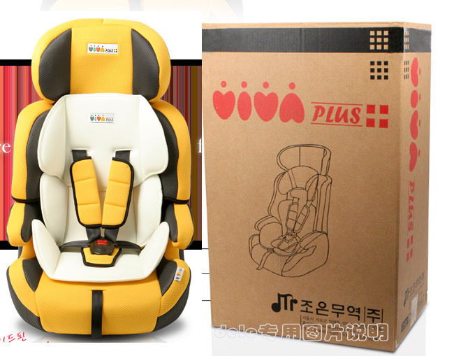 贝贝卡西代工/出口韩国儿童安全座椅(6个月-10岁)/豪华面料/黄色