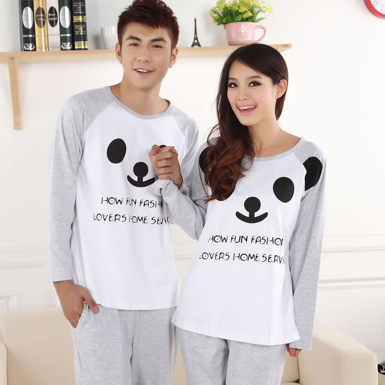 熊猫长袖情侣睡衣...