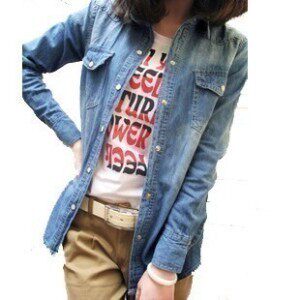 2件包邮2012欧美春款女装水洗棉长袖牛仔衬衣加厚休闲牛仔衬衫女