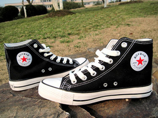  新款经典纯色中帮系带男式休闲鞋韩版五角星高帮帆布鞋男款潮