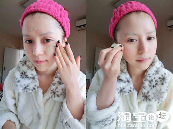 1泵在脸上<em>分</em>点点<em>开</em>(额头、两颊、鼻子、下颚)