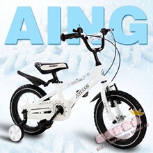 AING爱音儿童超酷自行车白色精灵14寸/16寸/童车送挡泥板 挂包